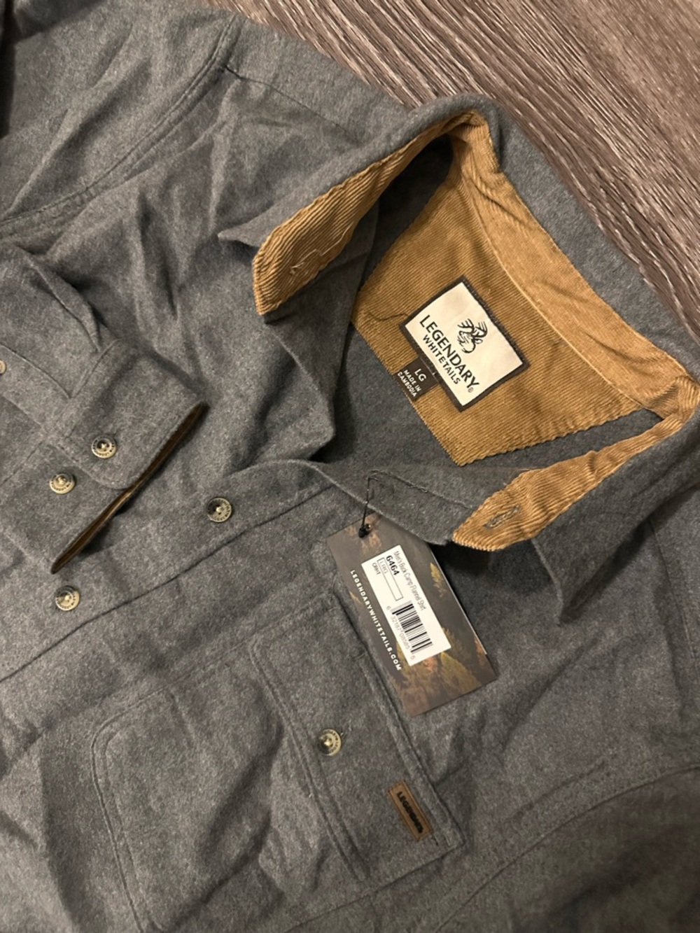 Legendary Whitetails Buck Camp Flannel Shirt, Charcoal Grey, Size Large hunting